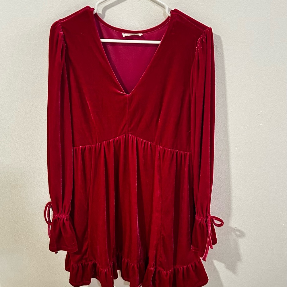 Pink Velvet Long Sleeve Dress